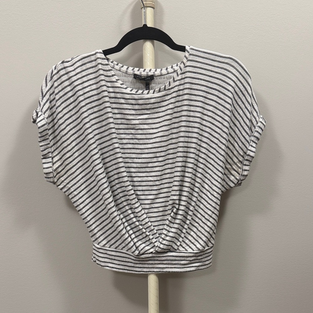 Dynamite Black and White Striped Crop Top